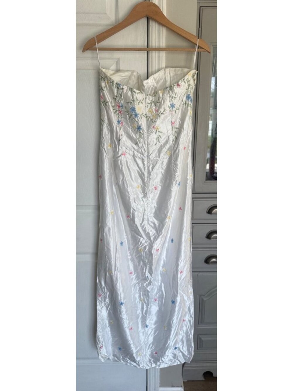 Jessica McClintock Gunne Sax SZ 13 Strapless Floral Embroidered Dress Homecoming - Picture 3 of 8